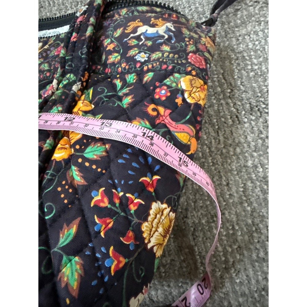Vera Bradley Tavern on the Green Quilted Tote Bag Unicorn Floral Woodland Black - Picture 9 of 12